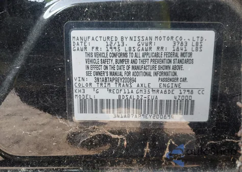 2014 Nissan Sentra Sv from USA, damaged, VIN 3N1AB7AP9EY200894
